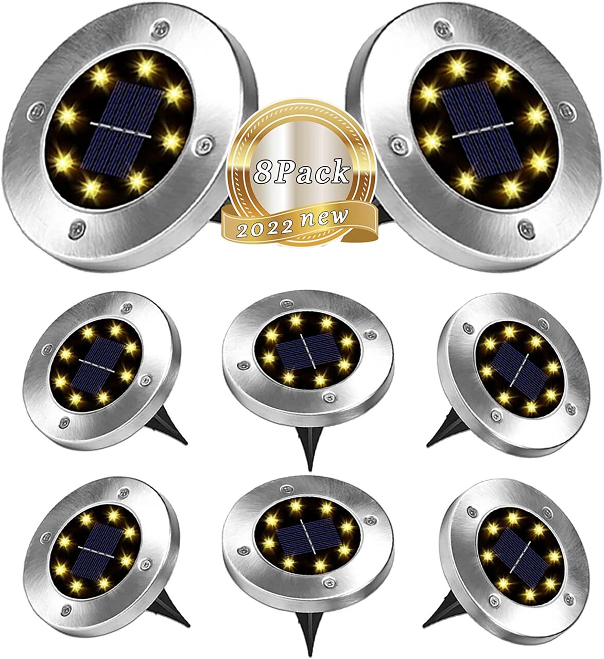 Solar Ground Lights Waterproof in-Ground Disk Lights for Garden Pathway
